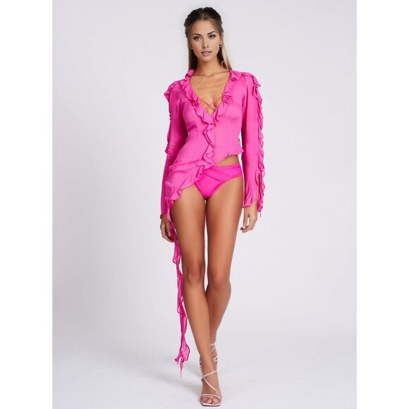 Kellie Fuchsia Pink Ruffle Top - Picture 10 of 15